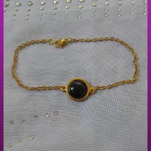 دستبند نگین مشکی استیل