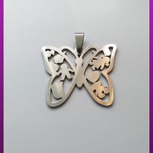 گردنبند پروانه نقره ای استیل