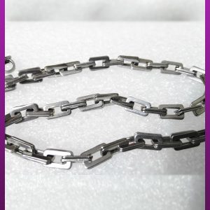 ست زنجیر و دستبند دوبل نقره ای استیل