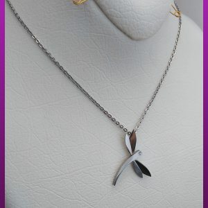 گردنبند سنجاقک نقره ای استیل