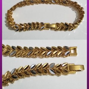 دستبند برگ دورنگ برنجی