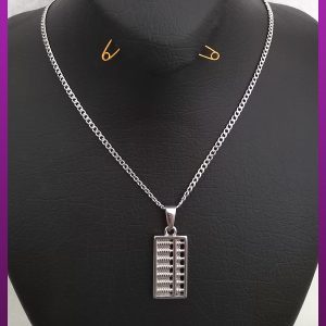 گردنبند چرتکه نقره ای استیل