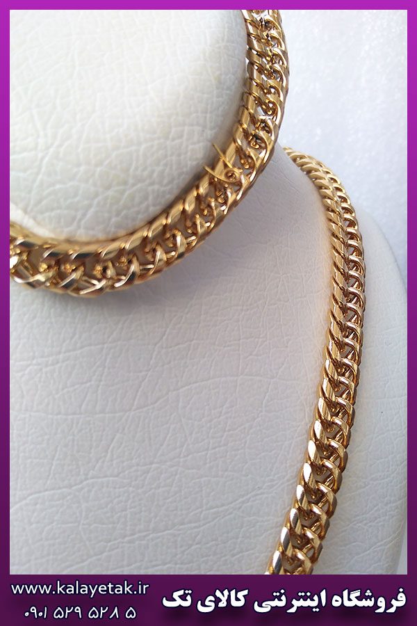 ست زنجیر و دستبند کارتیه طلایی استیل