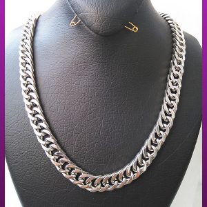 زنجیر کارتیه مکعبی براق نقره ای استیل