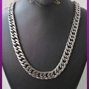زنجیر کارتیه مکعبی مات نقره ای استیل