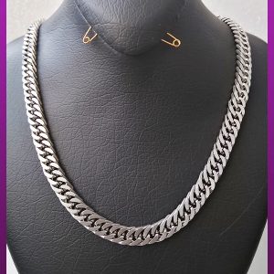 زنجیر کارتیه مکعبی مات نقره ای استیل