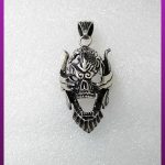 پلاک اسکلت سیاه قلم نقره ای استیل
