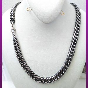 زنجیر کارتیه پیوسته سیاه قلم نقره ای استیل