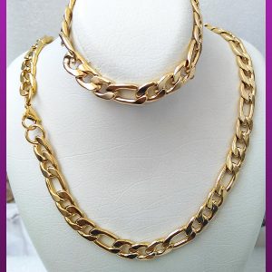 ست زنجیر و دستبند کارتیه فیگارو طلایی استیل