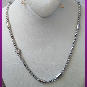 زنجیر لوله ای برجسته نقره ای استیل