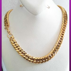 زنجیر کارتیه مکعبی دور نرم طلایی استیل