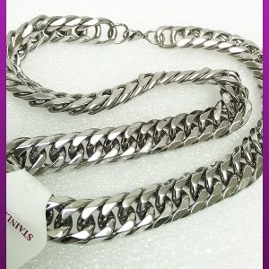 زنجیر کارتیه ضخیم دور نرم نقره ای استیل