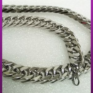 زنجیر کارتیه ضخیم مکعبی نقره ای استیل