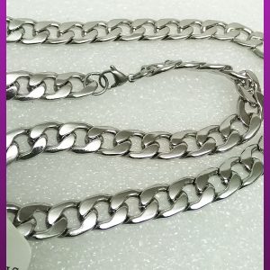 زنجیر کارتیه ضخیم تخت نقره ای استیل