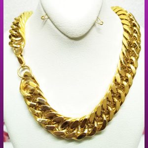 زنجیر کارتیه ضخیم مکعبی طلایی استیل