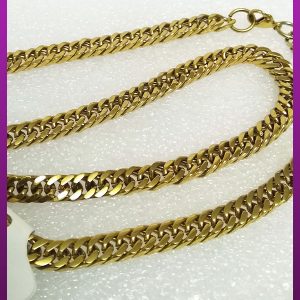 زنجیر کارتیه مکعبی تیره طلایی استیل