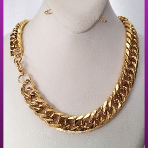 زنجیر کارتیه مکعبی دور نرم طلایی استیل