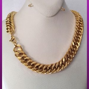 زنجیر کارتیه مکعبی طلایی استیل
