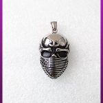 پلاک جمجمه و پرچم آمریکا سیاه قلم نقره ای استیل