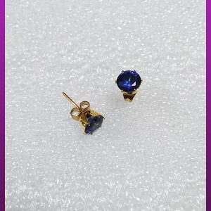 گوشواره تک نگین آبی استیل