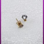 گوشواره تک نگین سفید استیل