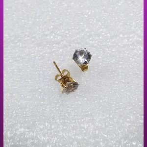 گوشواره تک نگین سفید استیل