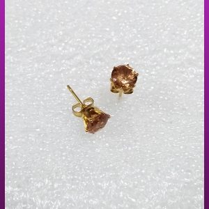 گوشواره تک نگین زرد استیل