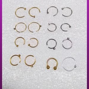 مجموعه پیرسینگ فیک لب و بینی استیل