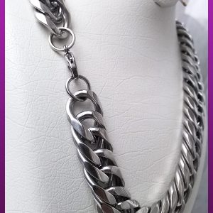 زنجیر کارتیه مکعبی دور نرم نقره ای استیل