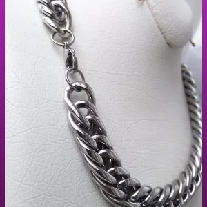 زنجیر کارتیه مکعبی دور نرم نقره ای استیل
