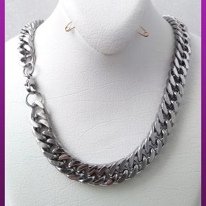 زنجیر کارتیه مکعبی نقره ای استیل
