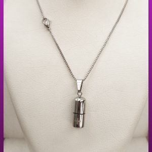 گردنبند کپسول جادار نقره ای استیل
