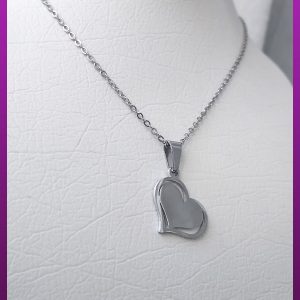 نیم ست قلب نقره ای استیل