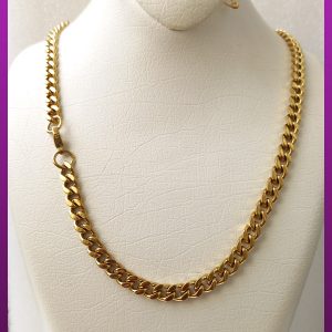 زنجیر کارتیه مکعبی طلایی استیل