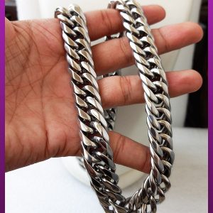 زنجیر کارتیه ضخیم نقره ای استیل