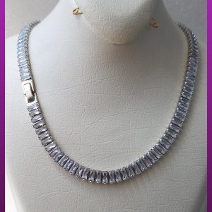 زنجیر سواروسکی فول نگین نقره ای