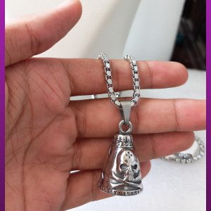 گردنبند زنگوله نقره ای استیل