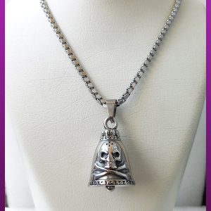 گردنبند زنگوله نقره ای استیل