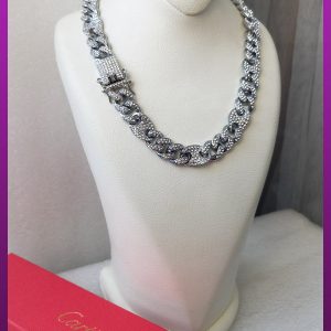 زنجیر فیگارو فول نگین نقره ای