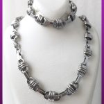 ست زنجیر و دستبند سیم خاردار نقره ای استیل