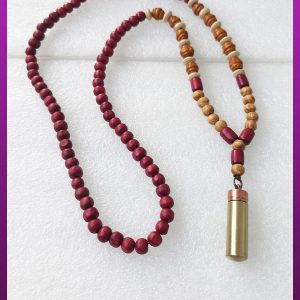 گردنبند مهره چوبی استوانه جاساز