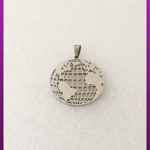 پلاک کره زمین نقره ای استیل