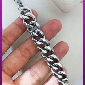 زنجیر کارتیه کلفت براق نقره ای استیل