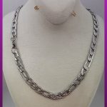 زنجیر فیگارو خط دار نقره ای استیل