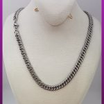 زنجیر کارتیه مکعبی مات نقره ای استیل