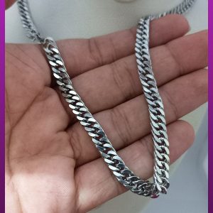 زنجیر کارتیه مکعبی نقره ای استیل