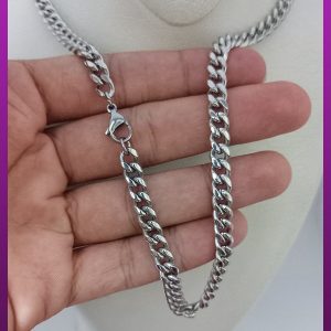 زنجیر کارتیه ظریف براق نقره ای استیل