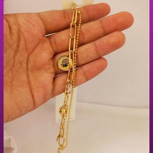 دستبند سکه الیزابت طلایی استیل