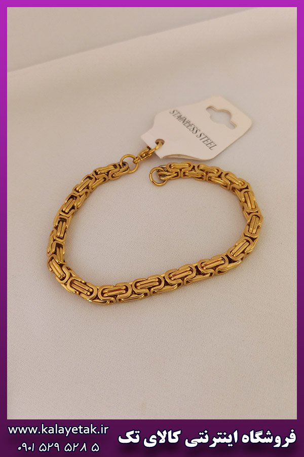 دستبند بیزانس دوبل طلایی استیل