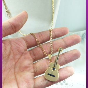 گردنبند گیتار طلایی استیل
